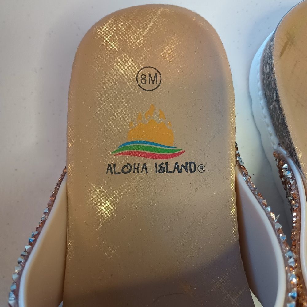 ALOHA ISLAND Corsica Sparkling Slide Sandals Size 8M - Picture 4 of 4